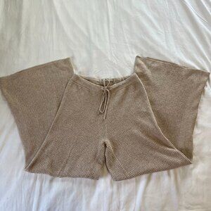 Aerie Cream Crochet Knit High Waist Long Lounge Pants | Size Small Long